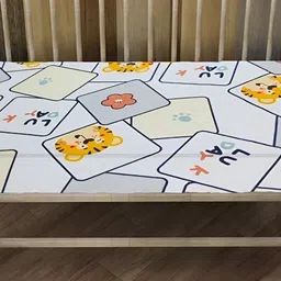 Innovative Edge Orange & Grey Characters Cotton 180 TC Fitted Crib Bedsheet-image-54