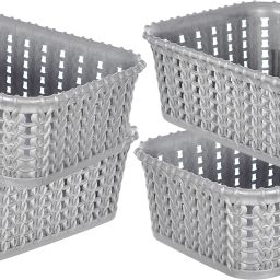 Plastic Multiuses Small M 15 Plastic Tray/Basket/Organizer Pack of 4 (Grey) Storage Basket-image-5
