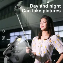 BUFONA Wireless Remote Control Selfie Stick Tripod With Flash Light Gimbal Mobile Stand Tripod, Monopod, Monopod Kit, Tripod Ball Head, Tripod Bracket, Tripod Clamp, Tripod Kit image 4