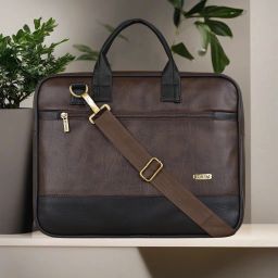 Brown & Black Color Faux Leather 10L Office Laptop Bag For Men & Women TF-BG33 Waterproof Messenger Bag-image-17