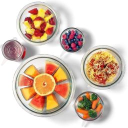 6Pcs Stretchable Reusable Cover for Bowls Plate Mug Bottle Jar Cans food Safely Flexible Food Wrap 8.07 inch Lid Set-14