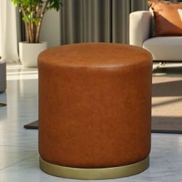 casacraft from pepperfry Seville Leatherette Pouffe In Brown Colour-picture-37