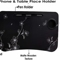 bbd kitchen shop Smart Multi-Purpose Laptop Table with Dock Stand and Coffee Cup Holder Wood Portable Laptop Table image 2