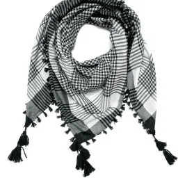 Checkered Cotton Blend Men Black, White Scarf-picture-31
