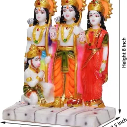 Ram Darbar Marble Statue Murti Lord Ram Darbar idol,Hanuman Statue Decorative Showpiece - 15 cm-image-68