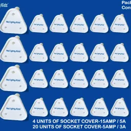 Pack of 24 Baby Safety Electric Socket Plug Cover Guard For 3Pin//5A & 5Pin//15A-picture-24