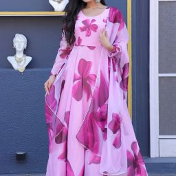 Printed Georgette Stitched Anarkali Gown-23