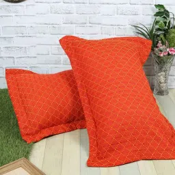 soumya Orange Patterned 200TC Cotton 17 x 27 Inches Pillow Covers (Set of 2)-picture-31