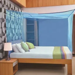 HDPE - High Density Poly Ethylene Adults Washable Mosquito net for bed, Polycotton Mosquito Net for double bed and Single Bed, frame hung mosquito net-8x8 ft Blue Mosquito Net-image-28