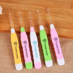 Flashlight Earpick Ear Wax Remover Cleaner Curette Tweezer Clean Tool Multicolour (Pack Of- 5 Pcs)-image-5