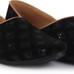 Embroidery Sequin Ethnic Half Cut Juttis for Wedding|Slip-On For Nehru Jackets Mojaris For Men-image-62