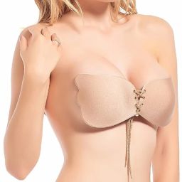 Women Lightly Padded Self Adhesive Pushup Strapless Backless Invisible Bra M126 Nursing Breast Pad-image-96