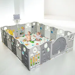 Playpen for Baby Kids Indoor Play Area Safety Gate 18Panel(6.1*6.1ft-36sqft)-image-9