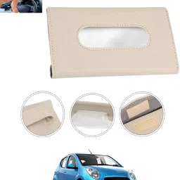 Universal Leatherite Rectangle Beige Tissue Box For Car/office/Home-24 Vehicle Tissue Dispenser-image-1