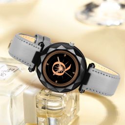 prominent letter 'Q' on its dial Grey Leather Casual,Formal,Party,Wedding Analog Watch - For Girls GEN-BK-ALPHA-Q-GRY-L-1-image-9