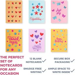 doodle Set of 12 Laser Cut Notecard contains 6 unique cards with two copies of each Greeting Card image 4