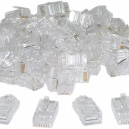 DEALZIA Cat6 RJ45 Ends, Cat6 Connector, Cat6 / Cat5e RJ45 Connector, Ethernet Cable Crimp Connectors UTP Network Plug for Solid Wire and Standard Cable, LAN Crimp Module Plugs Transparent (Pack of 100) Network Interface Card-46