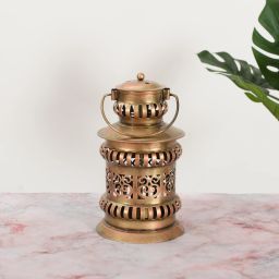 Vintage, Handicraft Antique Lantern for Home Decor & Diwali- Brown Bronze Hanging Lantern-image-61