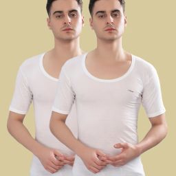 Pack of 2 Fine RNS Combed Cotton Shrinkless Men Vest-image-45