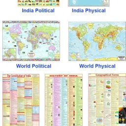 MAPS FOR UPSC ( SET OF 7 ) ENGLISH | INDIA & WORLD MAPS ENGLISH ( POLITICAL & PHYSICAL ) , CONSTITUTION OF INDIA, HISTORY OF INDIA & GEOGRAPHY TERMS CHART | SET OF 7 | NON LAMINATED PAPER MAPS Paper Print-image-3