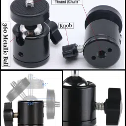subton Ball Head for Tripod with 360 Mobile Holder |360 Angle Adjustment Tripod Mobile Holder with Vertical and Horizontal Mode Video Recording|Compatible with All Mobile Phone Tripods and Cameras Monopod, Tripod, Tripod Kit, Tripod Ball Head, Tripod Bracket, Tripod Clamp, Monopod Kit image 2