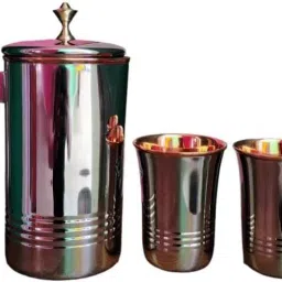Serving Water, Beneficial for Health,Copper and Steel Volume- Jug Jug Glass Set-image-53