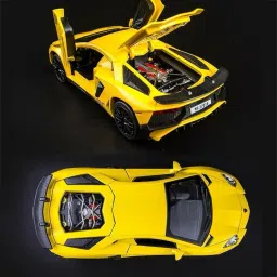 1:32 Die Cast 4 Wheel Drive Metal Car Pull Back with operable Doors/ Engine Cover/ Tail with Front and Rear Light & Music Great Gift for Kids LP 750 Pack of 1( Multicolor)-image-4