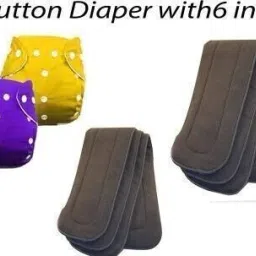 Reusable Washable Adjustable Button Diaper for Newborn Babies/Free Size Reusable Cloth Diaper for Babies ( PACK OF 2 DIAPER AND 6 INSERTS)-2