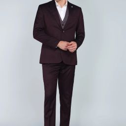 Men 2SB 3 PC NOTCH WITH PIPING W/C-REG FIT Self Design Suit-image-90