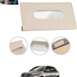 Beige Leatherite Rectangle Shape Fancy Design Tissue Dispencer For Car-76 Vehicle Tissue Dispenser-22