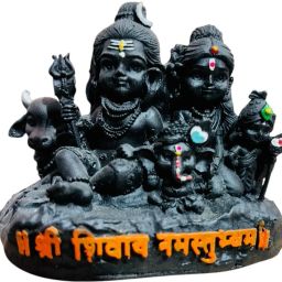 Shiv Parivar Idol Parvati, Ganesh, Kartikey Bhagwan on Nandi Maharaj Decorative Showpiece - 9 cm-image-22