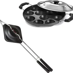 Non-electric Sandwich Maker | 2 Side Handle Appam Patra / Appam pan with Lid S2 0 W Pop Up Toaster-2