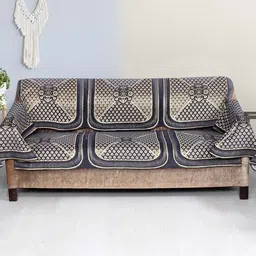 nendle Velvet Abstract 3+1+1 Seater Sofa Cover-picture-36