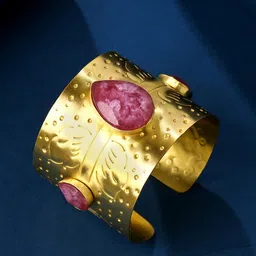 Yellow Chimes Women Gold-Toned & Red Stone studded Bangle-Style Bracelet-image-29