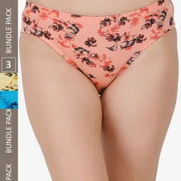 Docare Women Pack of 3 Printed Cotton Hipster Briefs-image-18