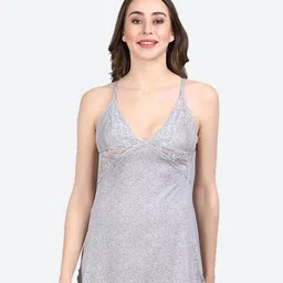 Fleurt Self Design Shoulder Straps Lace Detail Baby Doll-image-48