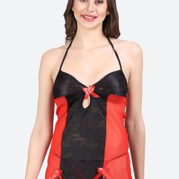 Fleurt Colourblocked Halter Neck Baby Doll-image-76