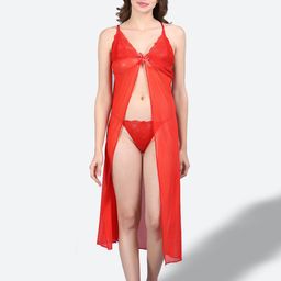 Fleurt Shoulder Straps Lace Baby Doll & Briefs-image-61