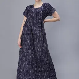 NIGHTSPREE Floral Printed Cotton Maxi Nightdress-picture-9