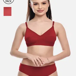 FIMS Pack Of 2 Orange & Maroon Lingerie Set-picture-43