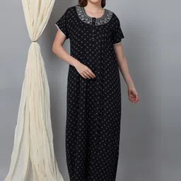 9shines Label Printed Maxi Nightdress-image-89