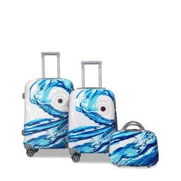 Polo Class White & Blue Set Of 2 Trolley Bag With 1 Vanity Bag-image-5