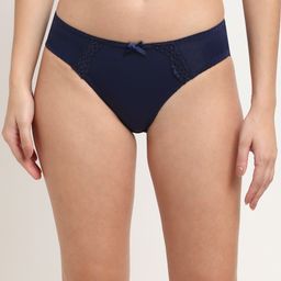 MAKCLAN Navy Blue Solid Microfibre Briefs-image-60