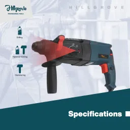 hillgrove 100% Copper Winding HGCM28M1 Machine with Hand Tool Kit Drill Chunk(13mm),SDS Adapter,5Pcs SDS Plus,5Pcs MasonryBit Set HGCM28M1 Rotary Hammer Drill image 5