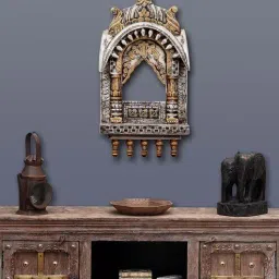 craft tree Solid Wood Chajja Jharokha in Rich Golden Colour in Height 27''-picture-3