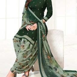 Unstitched Crepe Salwar Suit Material Printed-image-34