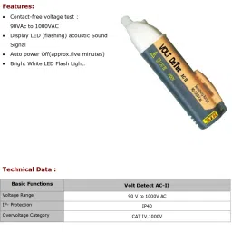 htc AC-II Non-Contact Voltage Detector With Flash Light(90V AC TO 1000V AC) Digital Voltage Tester image 3