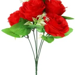 Artificial Red Rose Bunch in 5 Head for Beautiful Home Decors Red Rose Artificial Flower-12