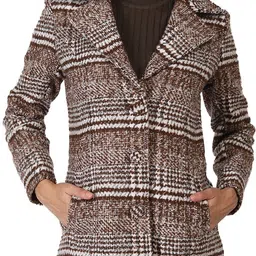 honnete Polester Checkered Coat For Women-picture-21