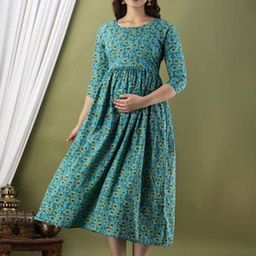 Nevisha Style Women Floral Printed Thread Work Floral Maternity Anarkali Kurta-image-90